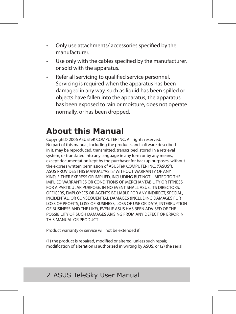 About this manual, Asus telesky user manual | Asus P5B User Manual | Page 4 / 56