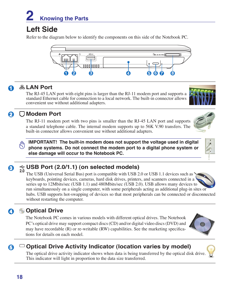 Left side | Asus W7S User Manual | Page 18 / 83