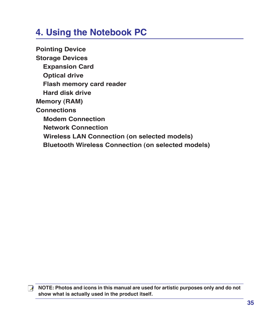 Using the notebook pc | Asus W7S User Manual | Page 35 / 83