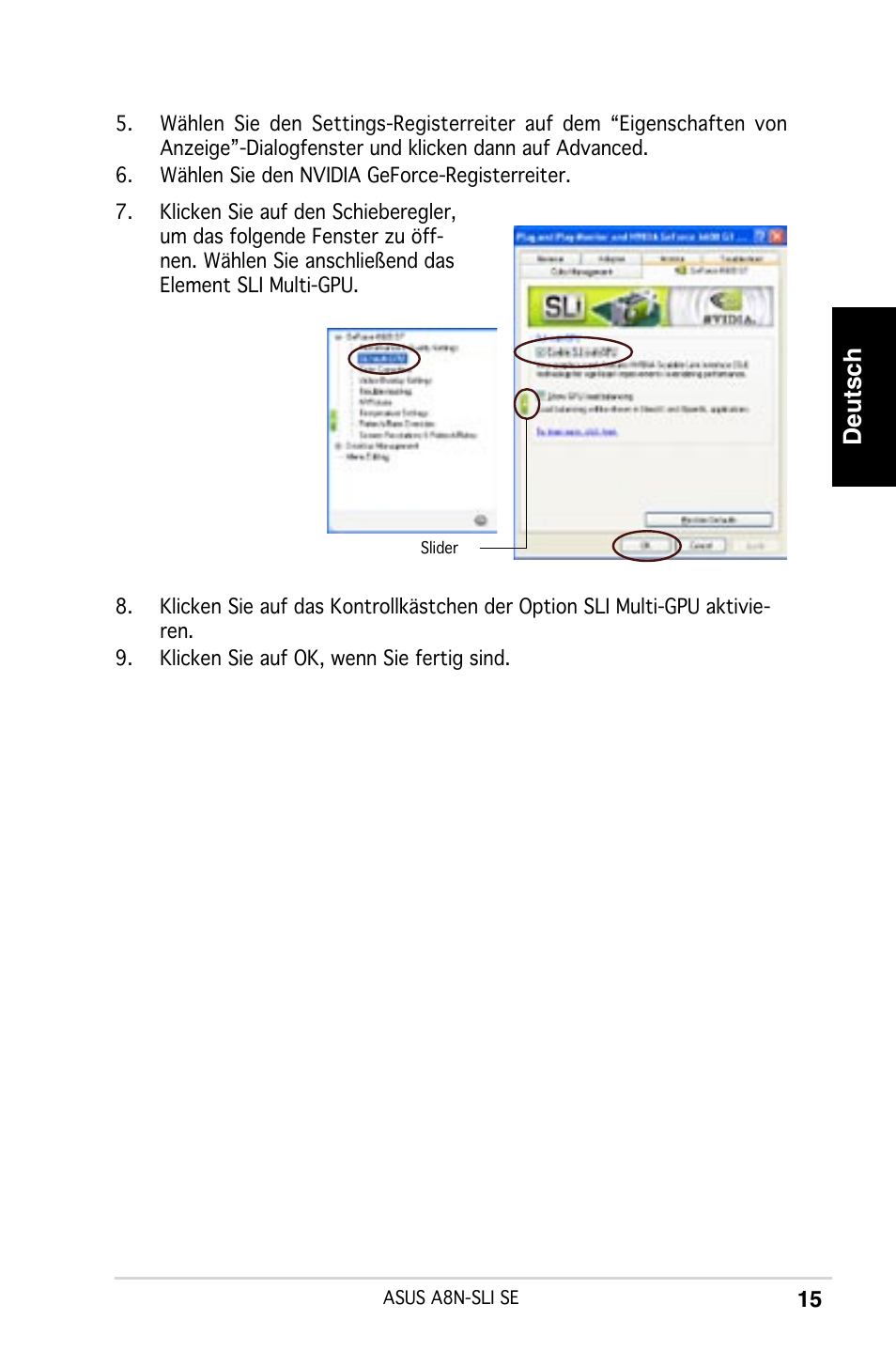 Deutsch | Asus A8N-SLI SE User Manual | Page 15 / 43