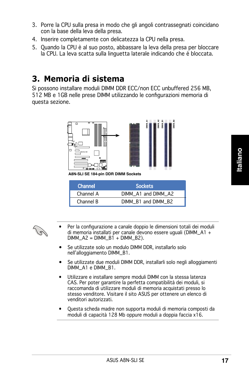 Italiano | Asus A8N-SLI SE User Manual | Page 17 / 43