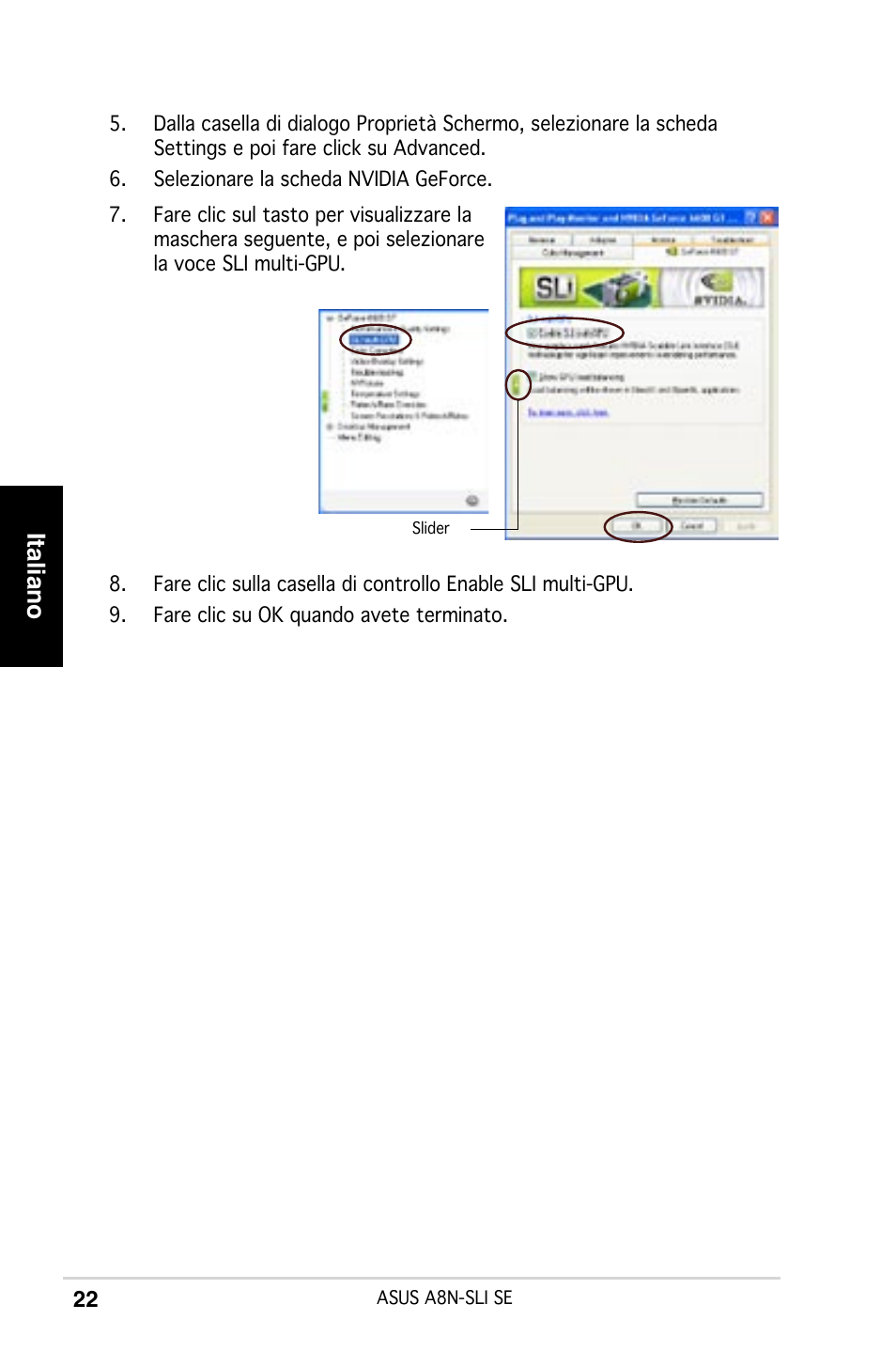 Italiano | Asus A8N-SLI SE User Manual | Page 22 / 43