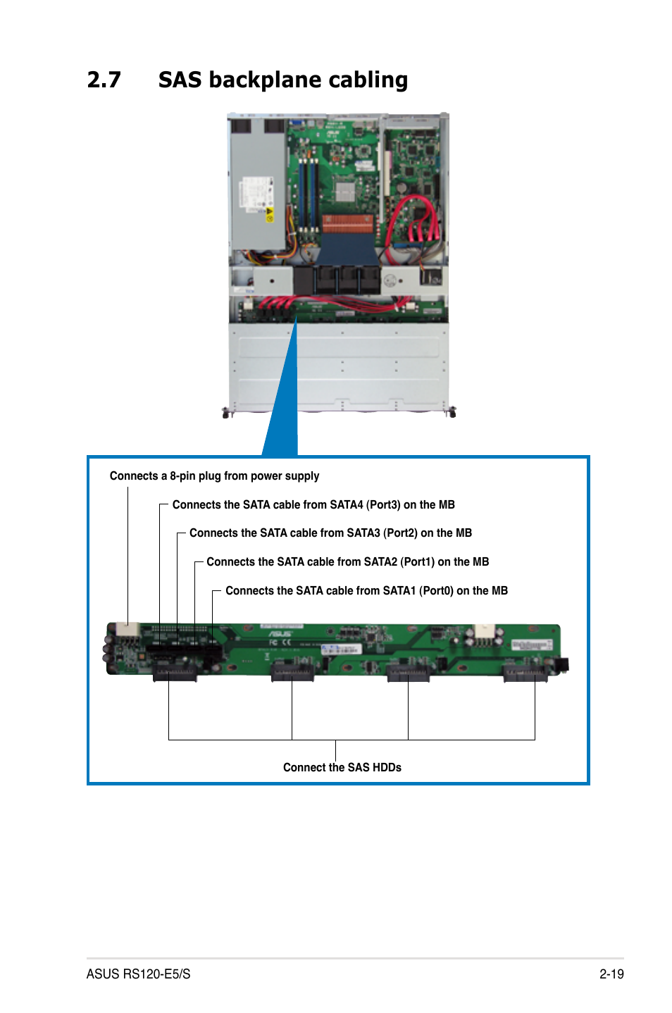 7 sas backplane cabling, Sas backplane cabling -19 | Asus RS120-E5/S User Manual | Page 37 / 164