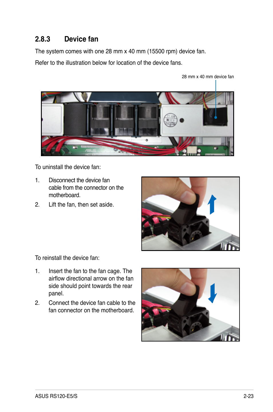 3 device fan, Device fan -23 | Asus RS120-E5/S User Manual | Page 41 / 164