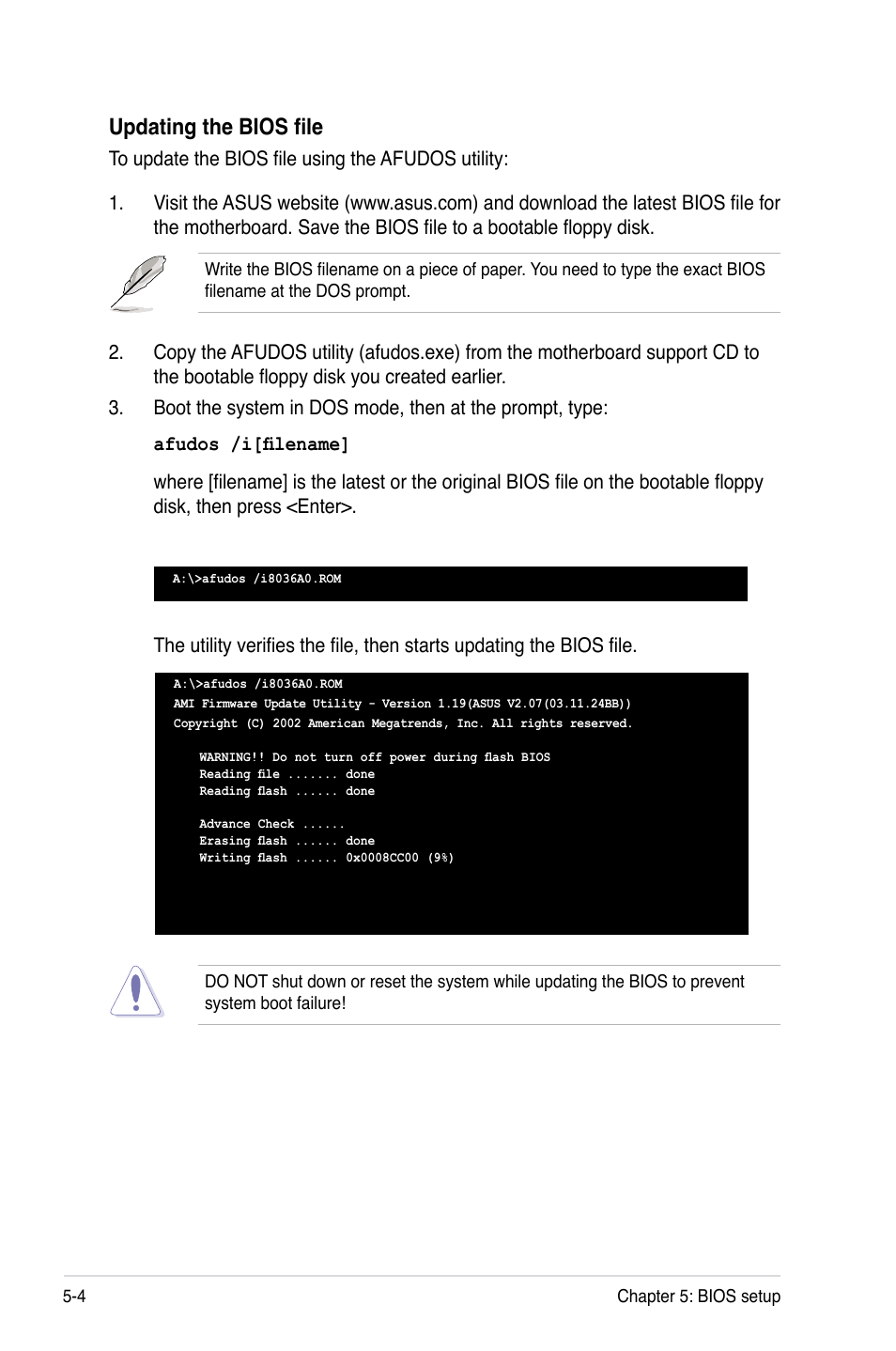 Updating the bios file | Asus RS120-E5/S User Manual | Page 70 / 164