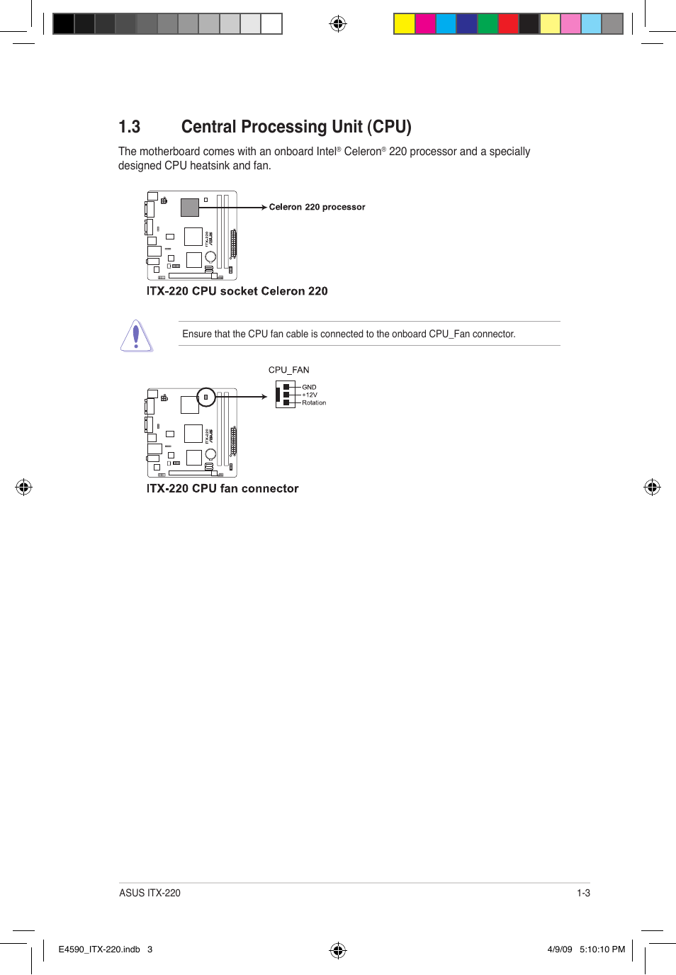 3 central processing unit (cpu) | Asus ITX-220 User Manual | Page 12 / 39