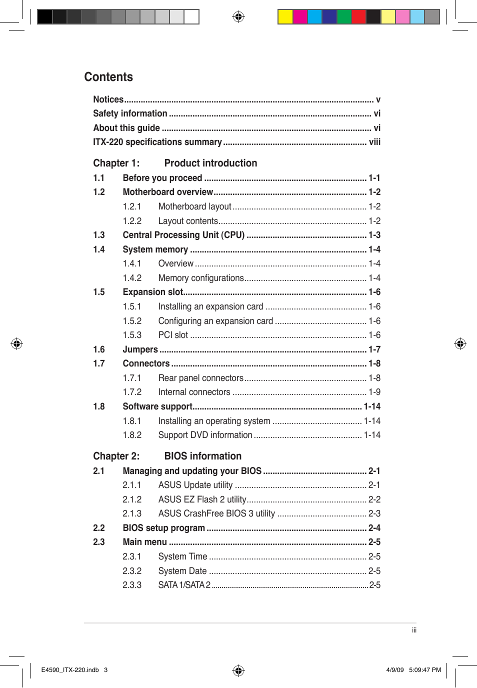 Asus ITX-220 User Manual | Page 3 / 39