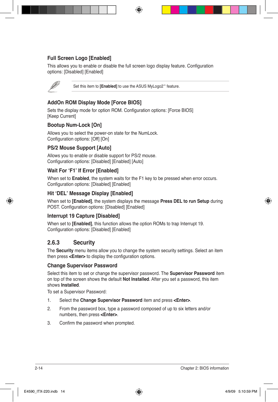 3 security | Asus ITX-220 User Manual | Page 37 / 39