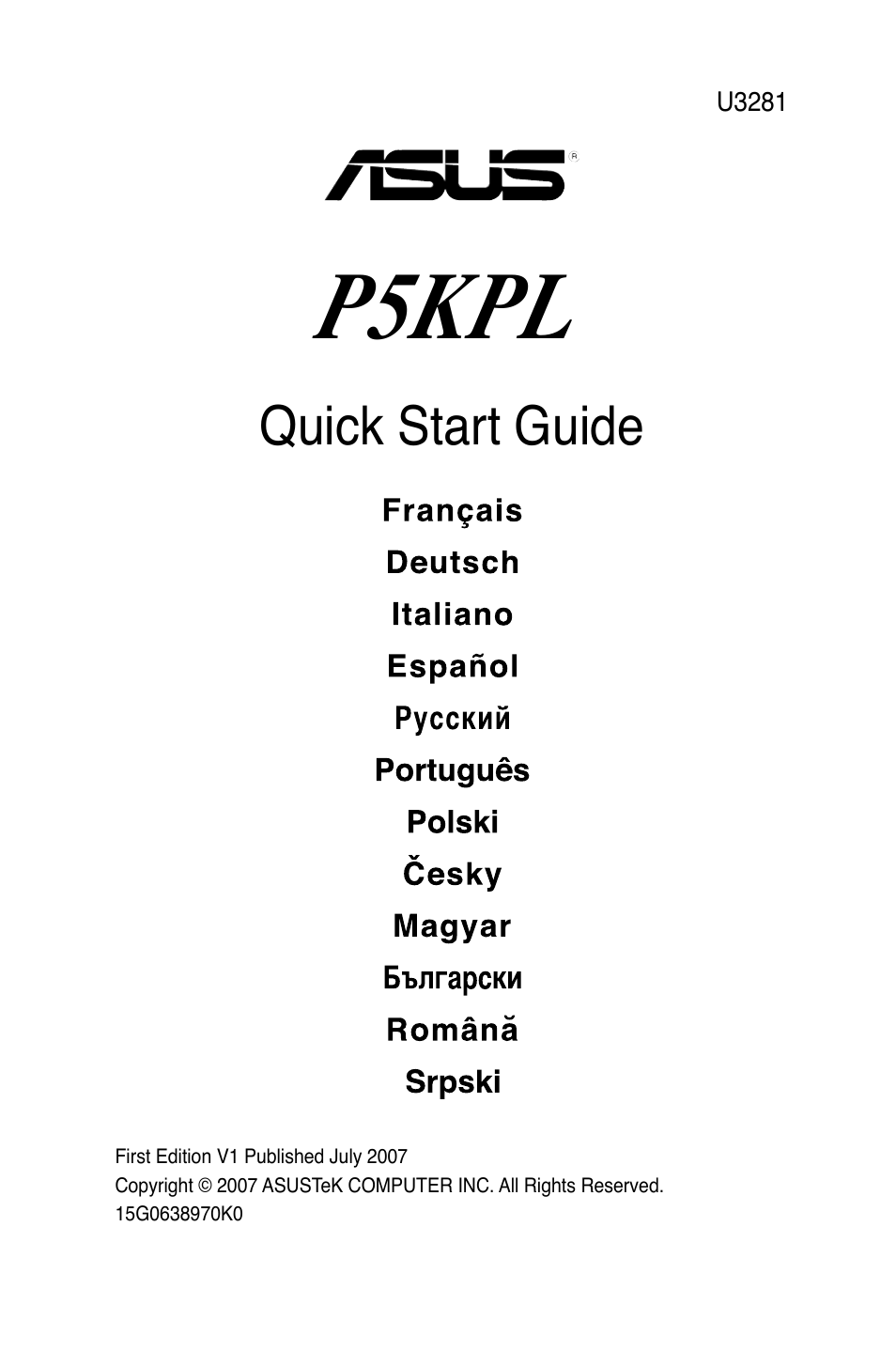 Asus P5KPL User Manual | 38 pages