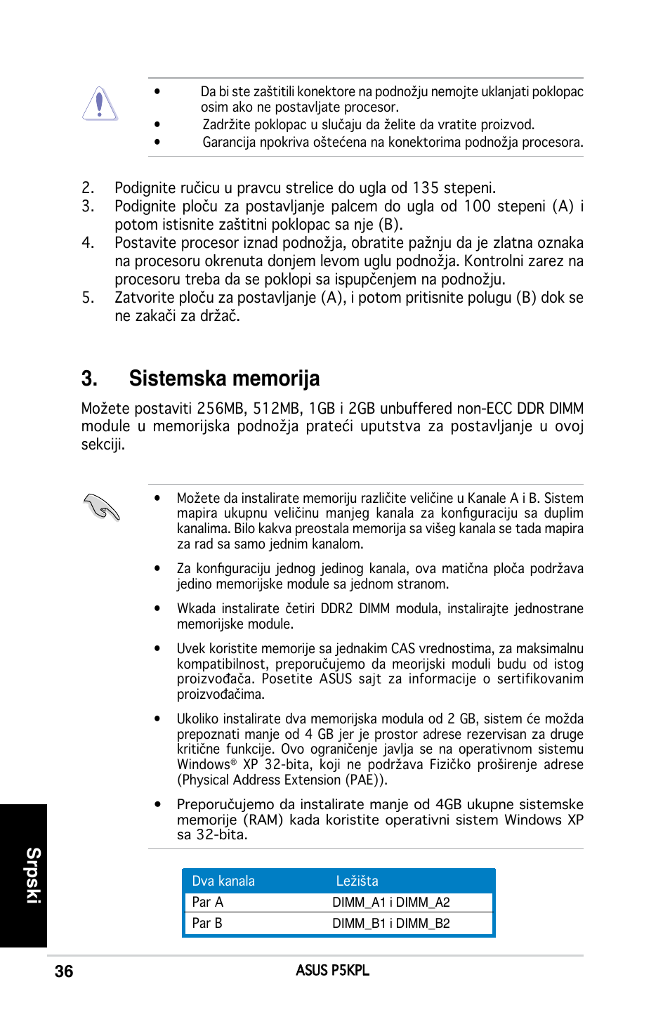 Srpski | Asus P5KPL User Manual | Page 36 / 38