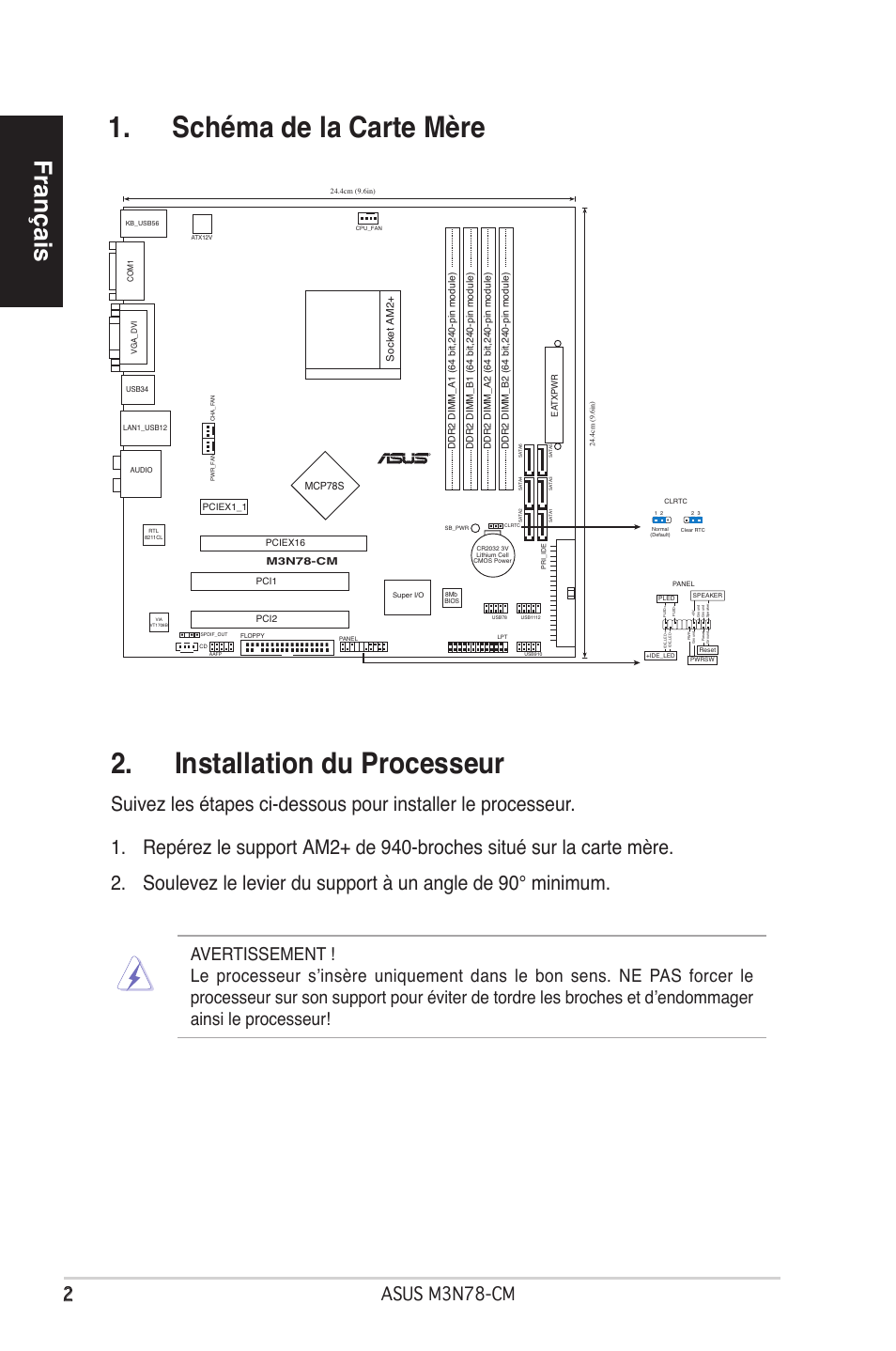 Français, Asus m3n78-cm | Asus M3N78-CM User Manual | Page 2 / 38