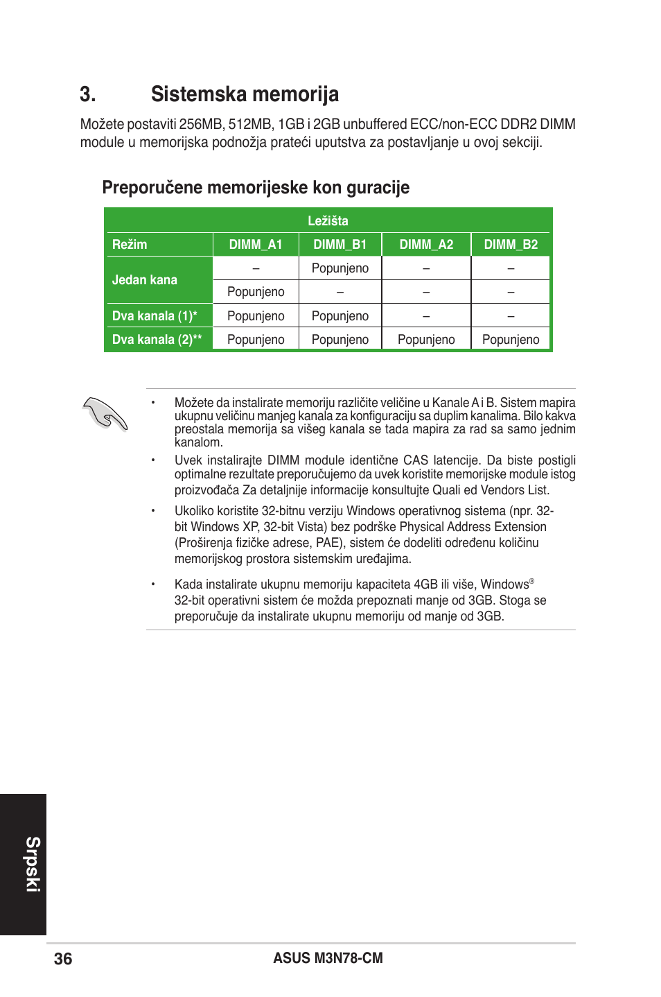 Srpski | Asus M3N78-CM User Manual | Page 36 / 38