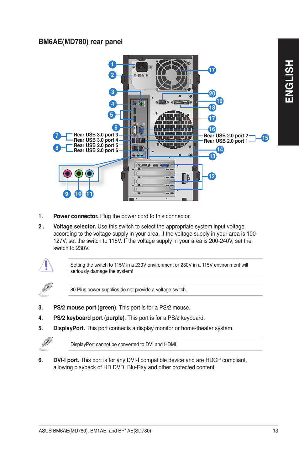 En gl is h en gl is h | Asus BP1AE User Manual | Page 13 / 109