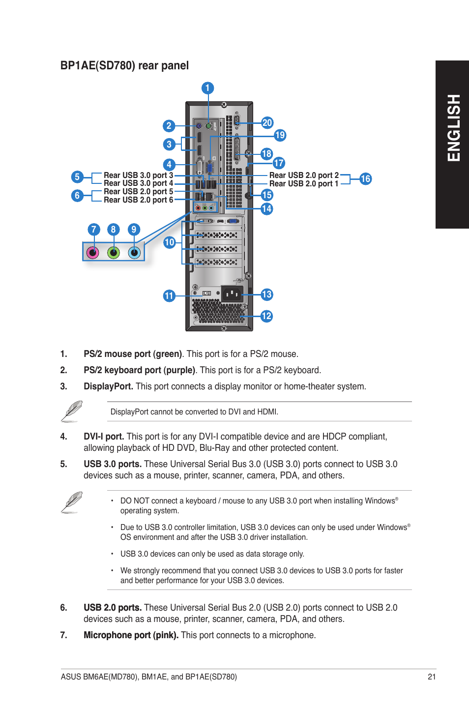 En gl is h en gl is h | Asus BP1AE User Manual | Page 21 / 109