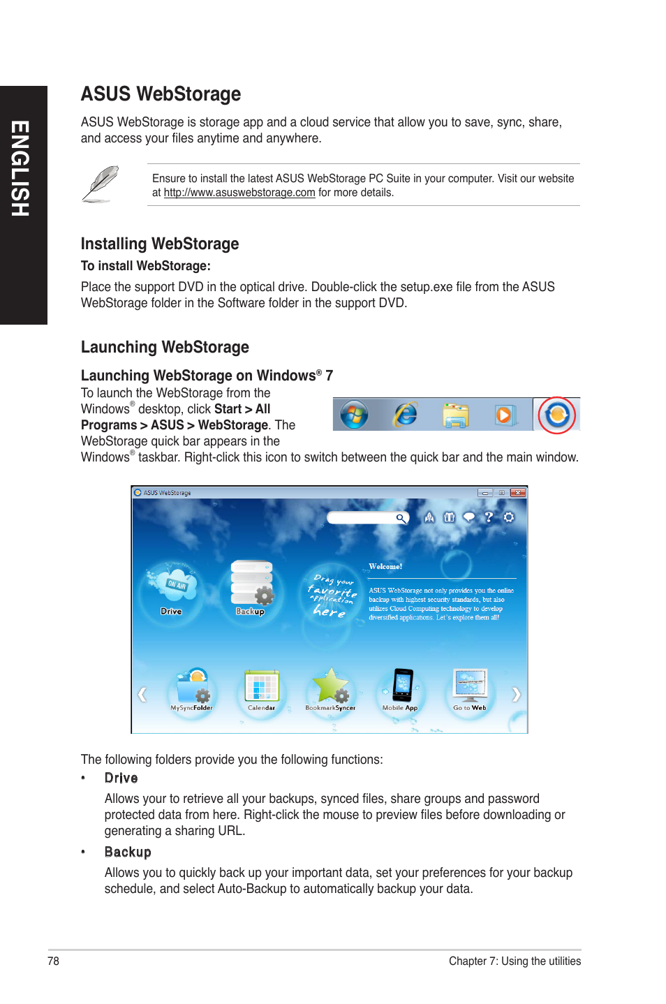 Asus webstorage, En gl is h en gl is h en gl is h en gl is h | Asus BP1AE User Manual | Page 78 / 109