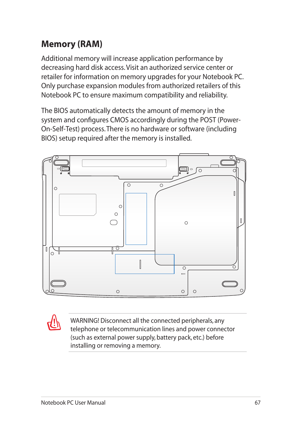 Memory (ram) | Asus G60Jx User Manual | Page 67 / 118