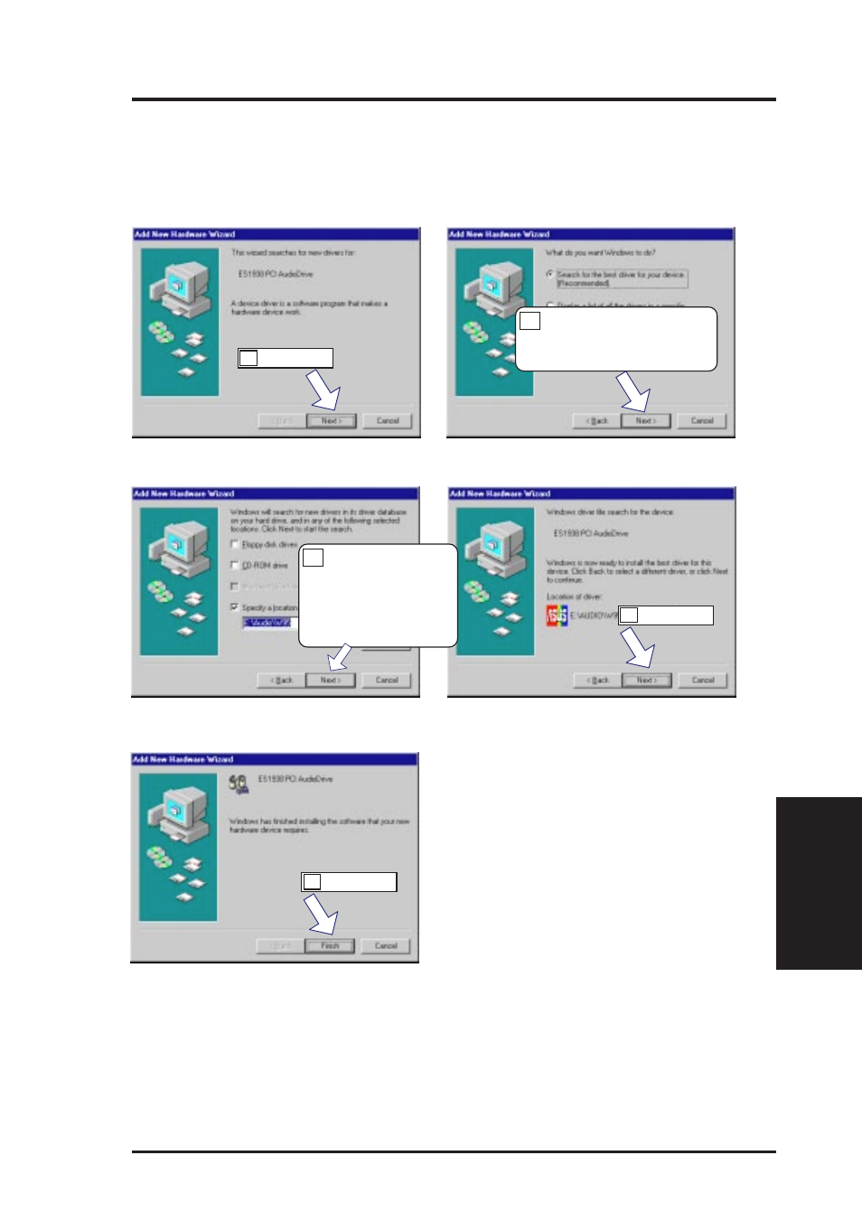 V. software setup, Installing ess audio driver (with onboard audio) | Asus MEB User Manual | Page 63 / 104