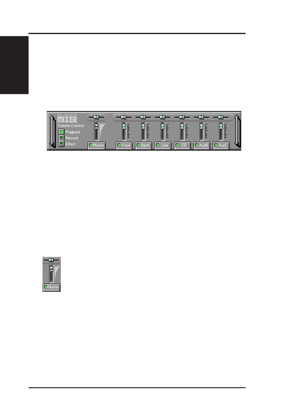 Vi. software reference, The audio mixer | Asus MEB User Manual | Page 78 / 104