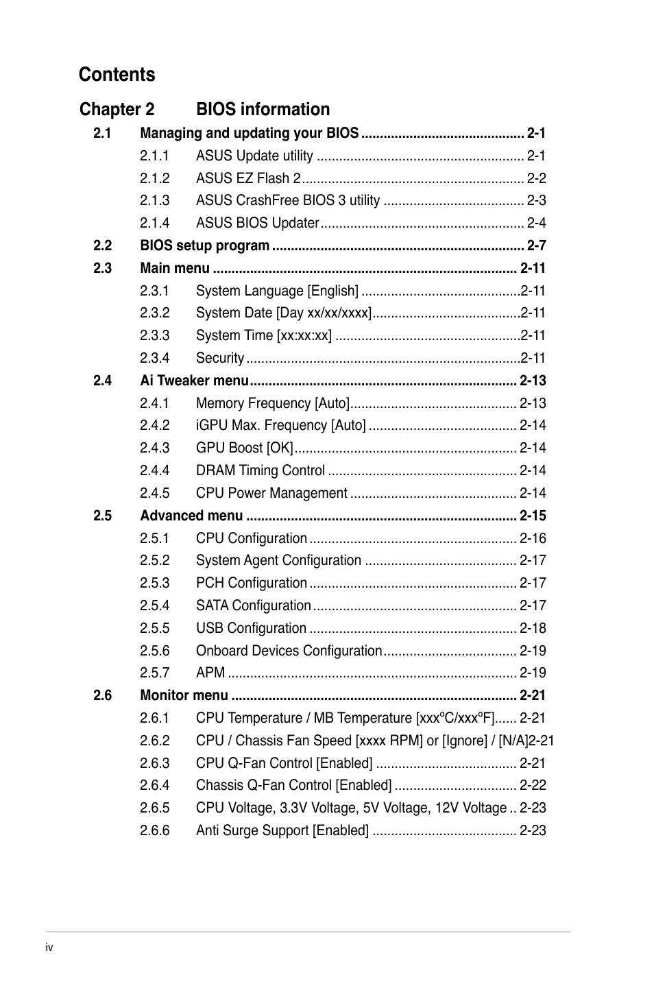 Asus P8H61-M LX2 User Manual | Page 4 / 64