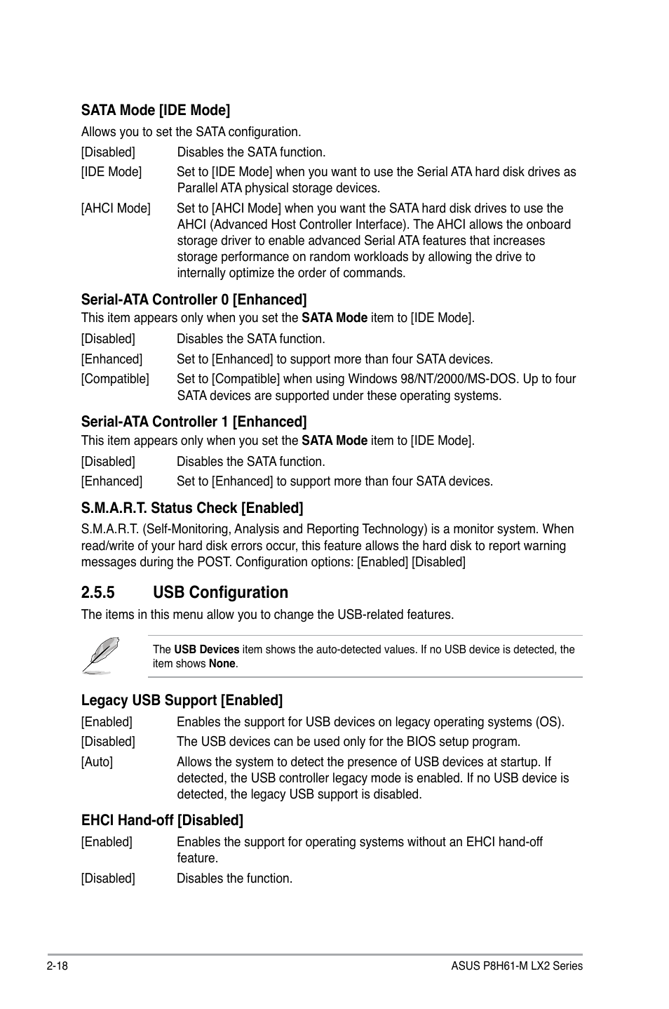 5 usb configuration, Usb configuration -18 | Asus P8H61-M LX2 User Manual | Page 52 / 64