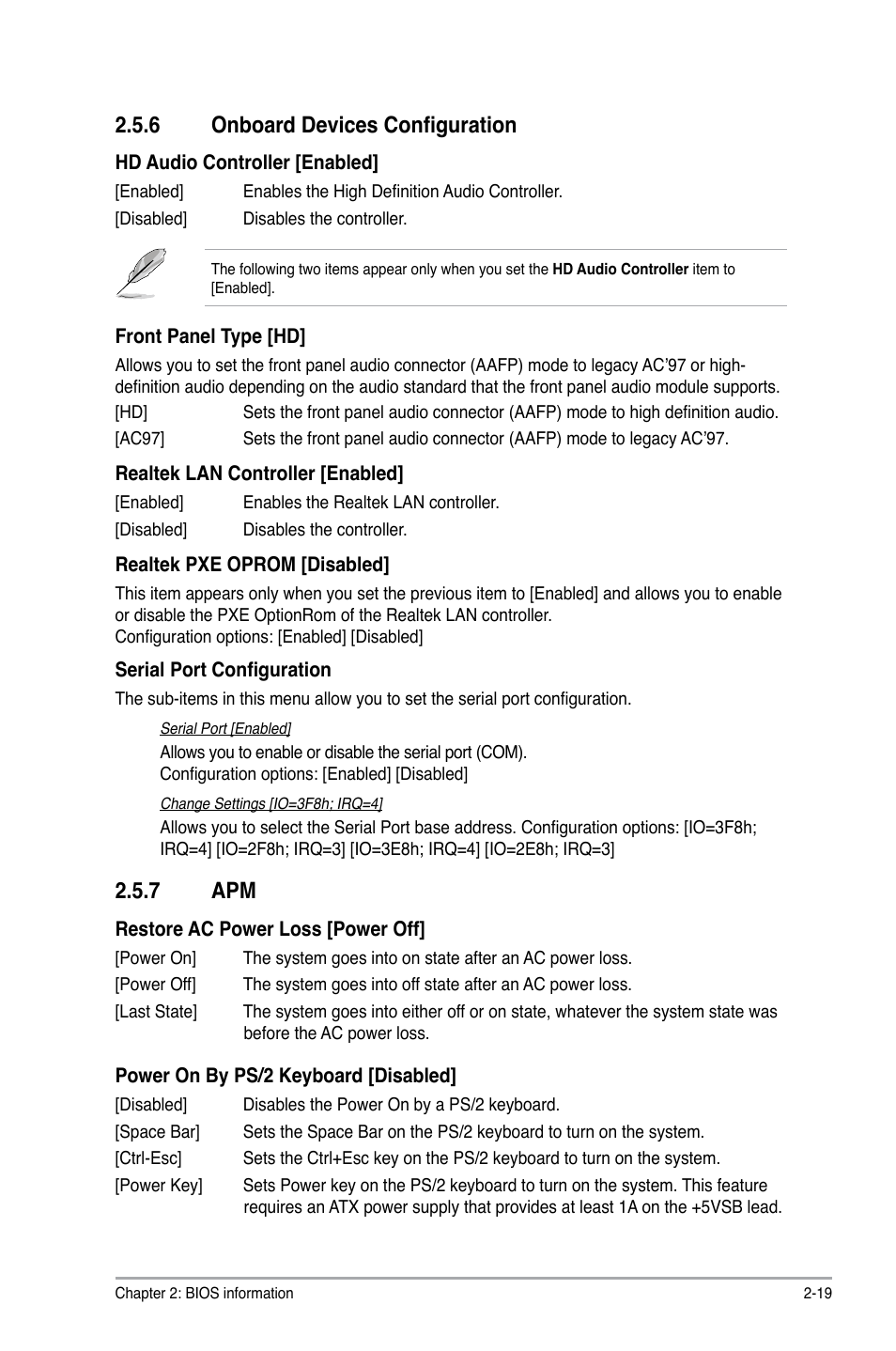 6 onboard devices configuration, 7 apm, Onboard devices configuration -19 | Apm -19 | Asus P8H61-M LX2 User Manual | Page 53 / 64