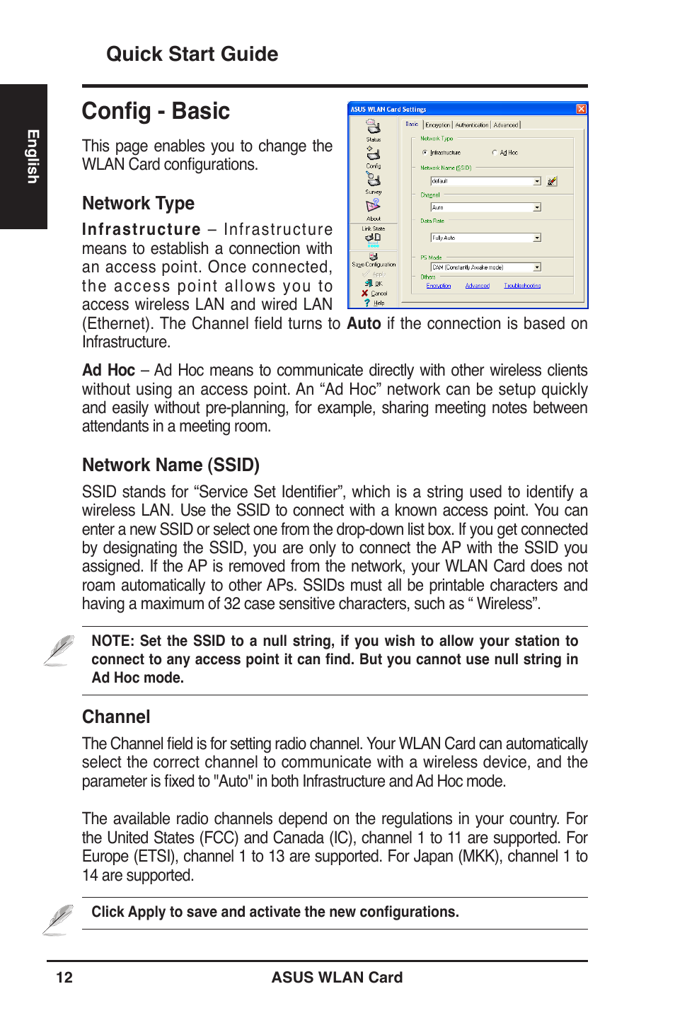 Config - basic, Quick start guide | Asus WL-100W User Manual | Page 12 / 21