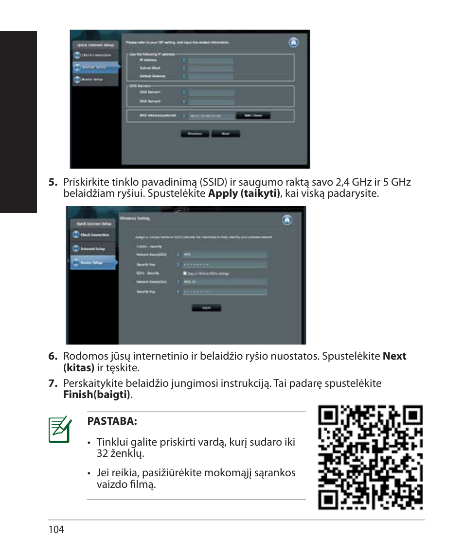 Lietuvių | Asus RT-AC68U User Manual | Page 104 / 260