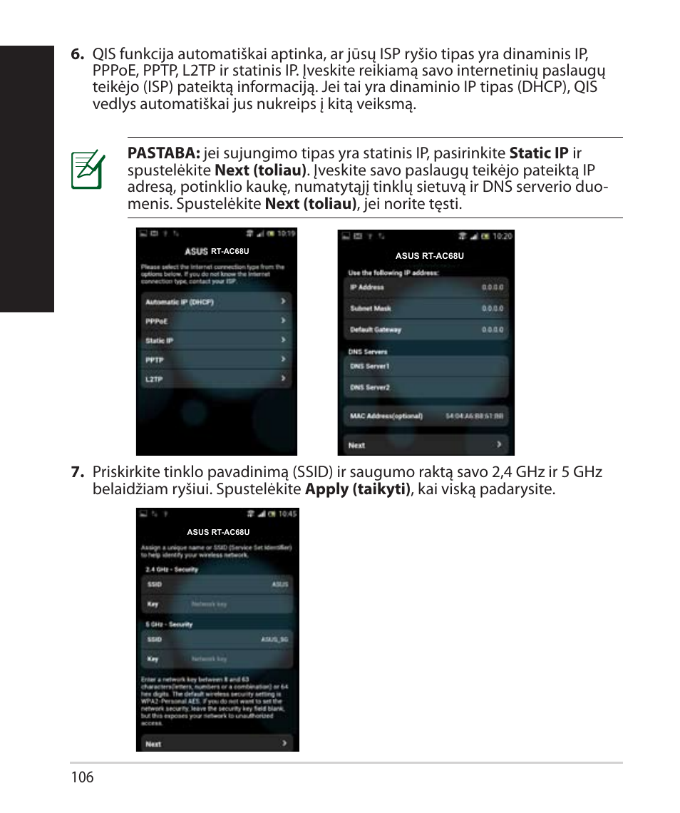 Lietuvių | Asus RT-AC68U User Manual | Page 106 / 260
