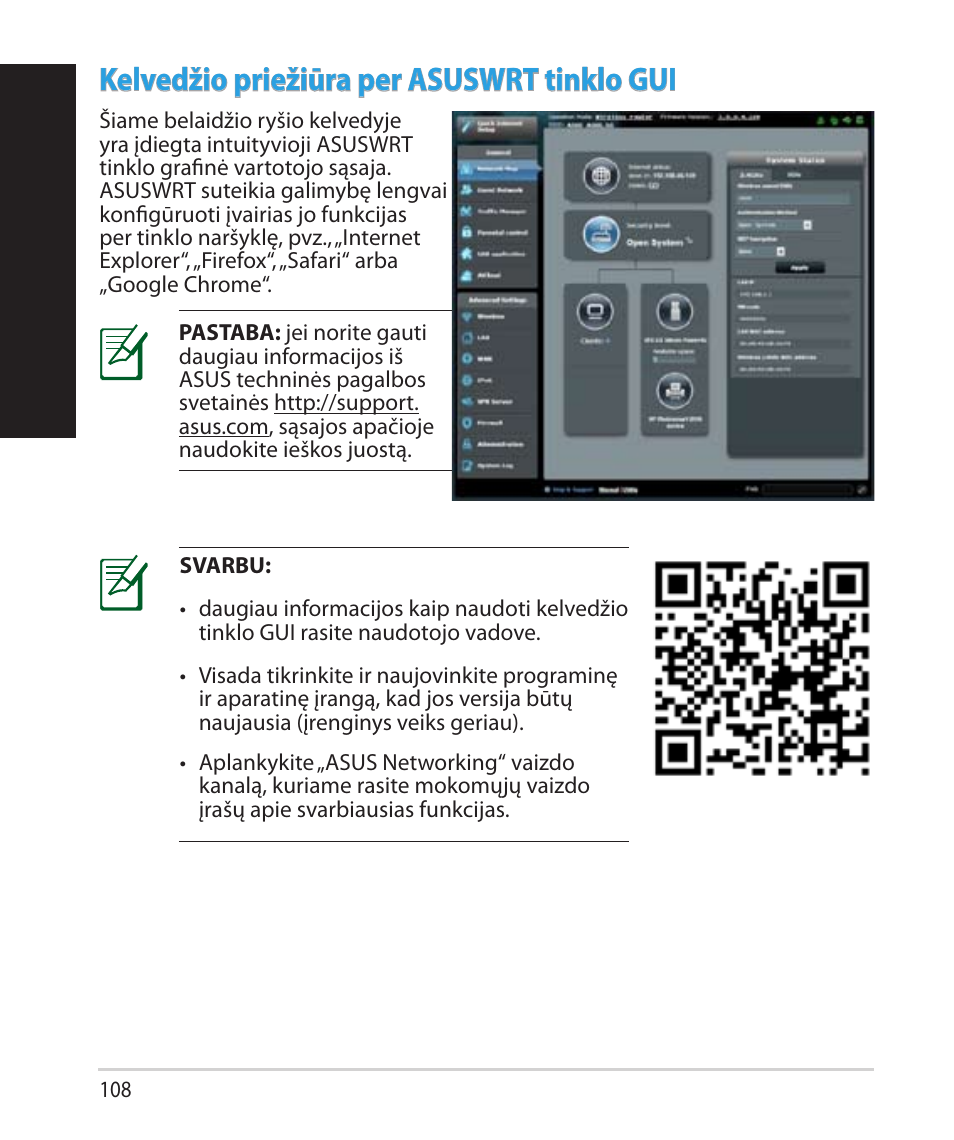 Lietuvių, Kelvedžio priežiūra per asuswrt tinklo gui | Asus RT-AC68U User Manual | Page 108 / 260