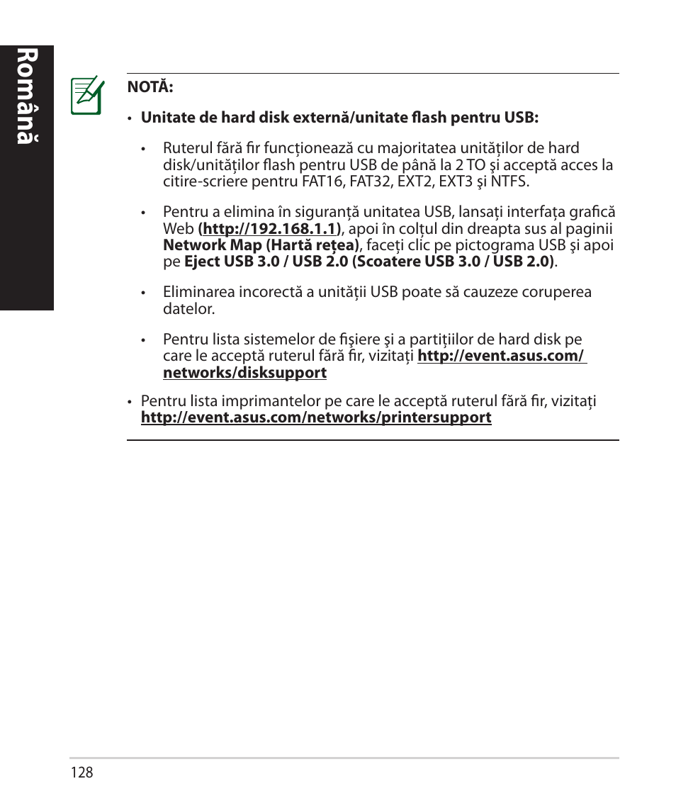 Română | Asus RT-AC68U User Manual | Page 128 / 260