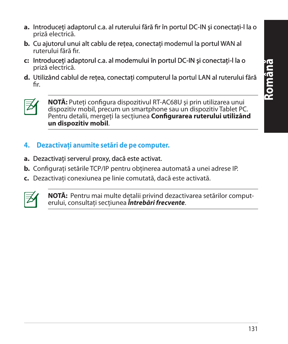 Română | Asus RT-AC68U User Manual | Page 131 / 260