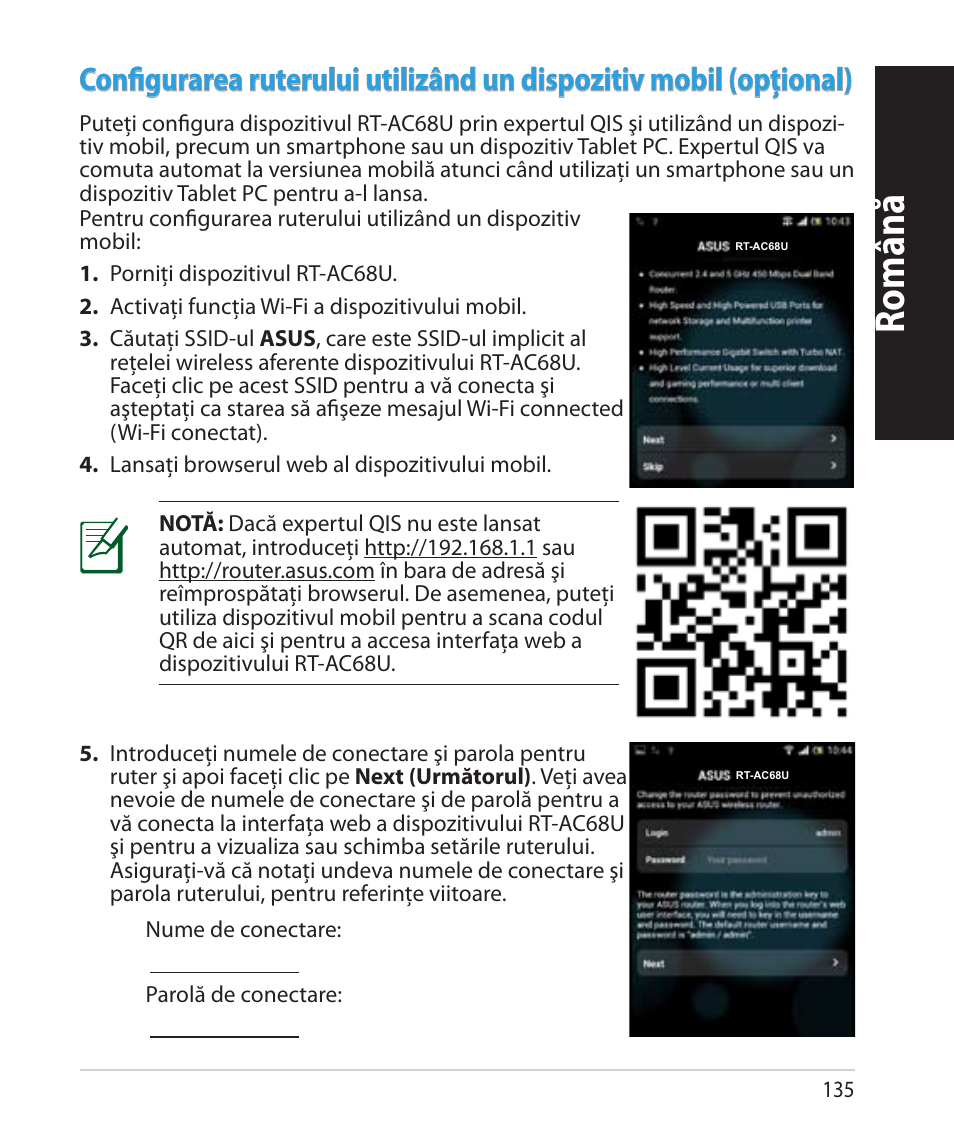 Română | Asus RT-AC68U User Manual | Page 135 / 260