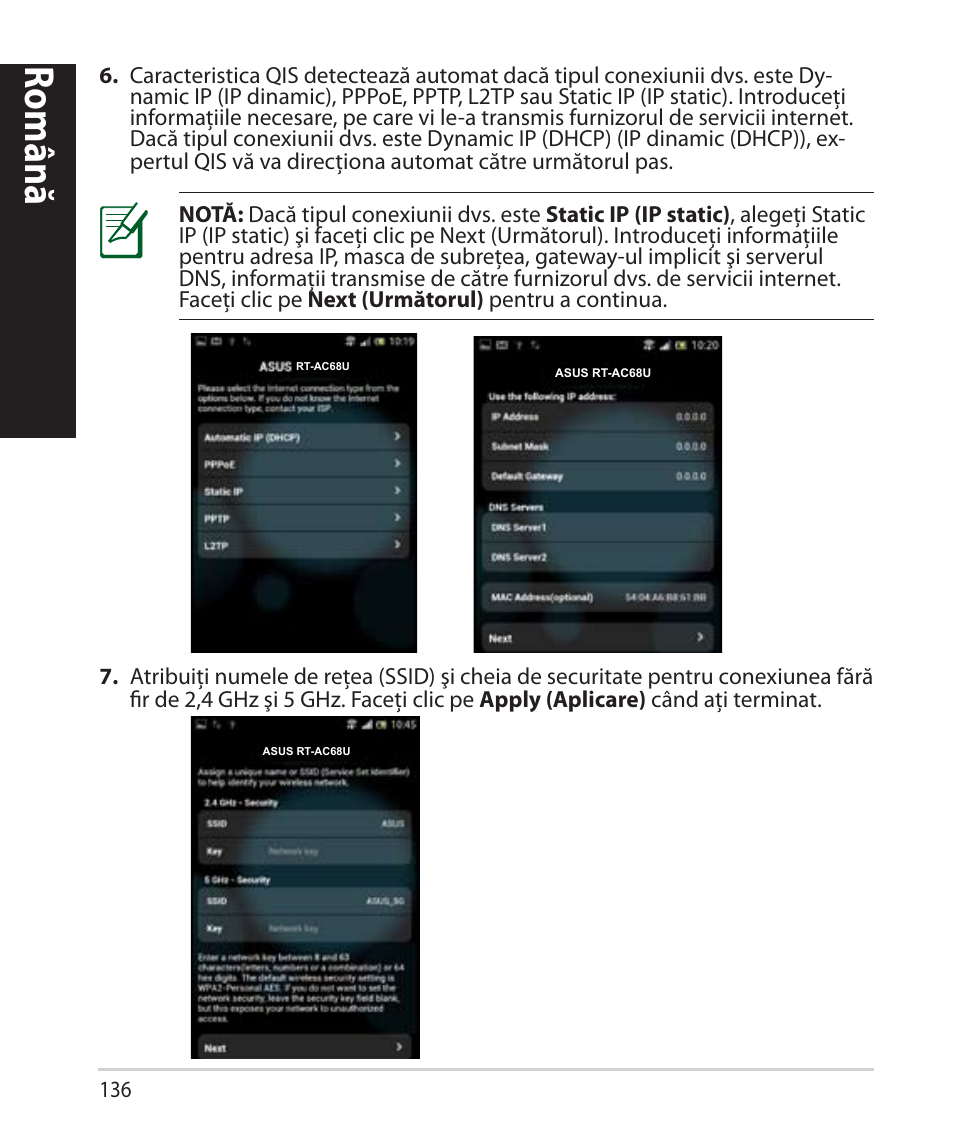 Română | Asus RT-AC68U User Manual | Page 136 / 260