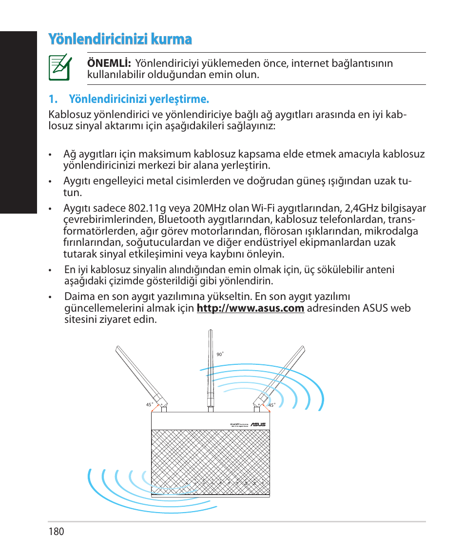 Tür kç e, Yönlendiricinizi kurma | Asus RT-AC68U User Manual | Page 180 / 260