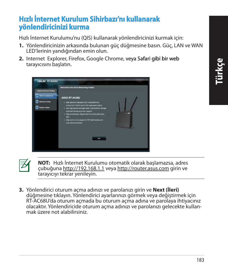 Tür kç e, Tür kç e tür kç e | Asus RT-AC68U User Manual | Page 183 / 260