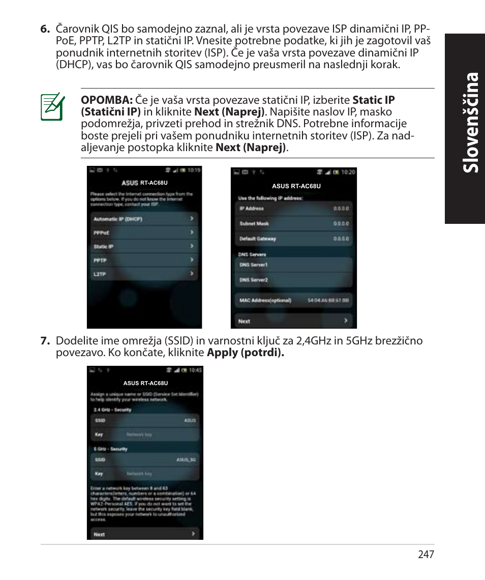 Slo venščina, Slo venščina slo venščina | Asus RT-AC68U User Manual | Page 247 / 260