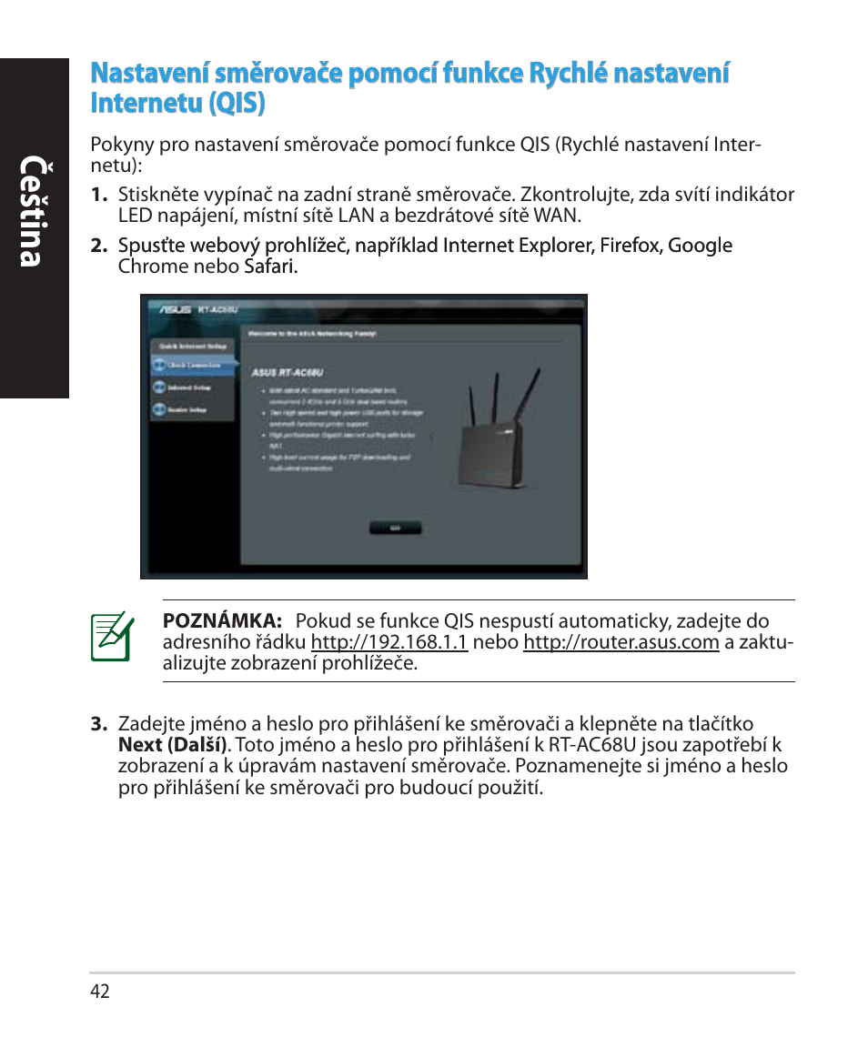 Čeština | Asus RT-AC68U User Manual | Page 42 / 260