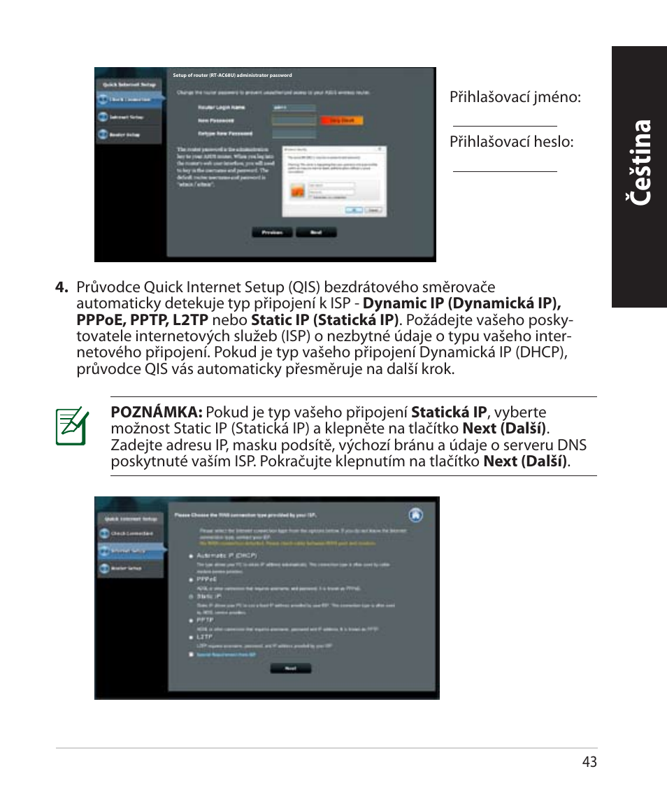 Čeština | Asus RT-AC68U User Manual | Page 43 / 260