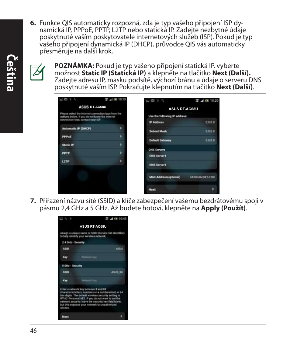 Čeština | Asus RT-AC68U User Manual | Page 46 / 260
