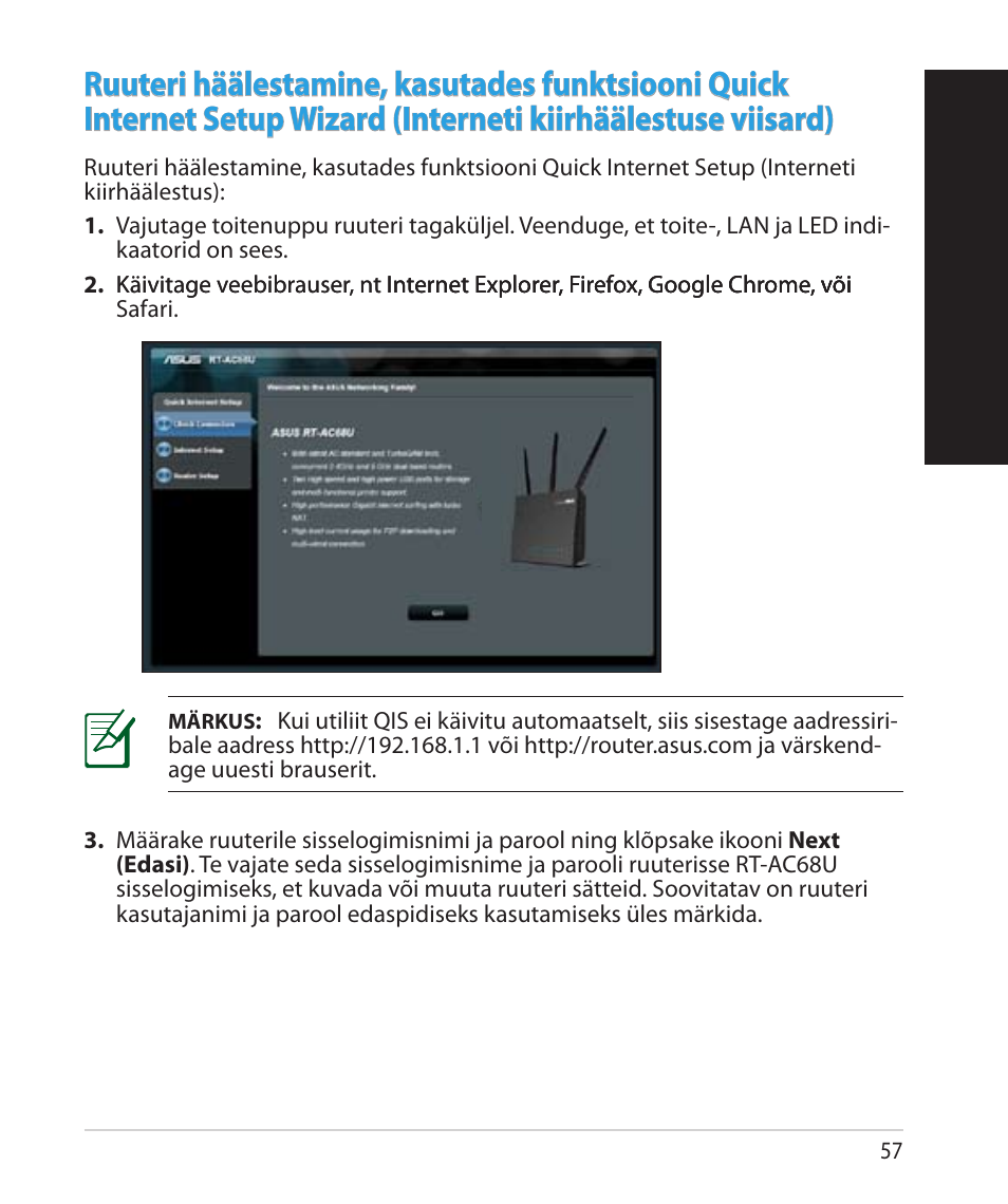 Eesti | Asus RT-AC68U User Manual | Page 57 / 260