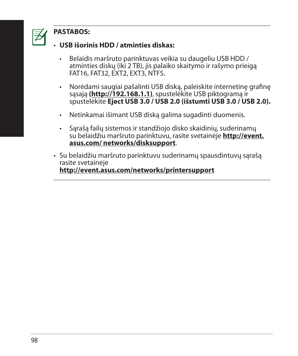 Lietuvių | Asus RT-AC68U User Manual | Page 98 / 260