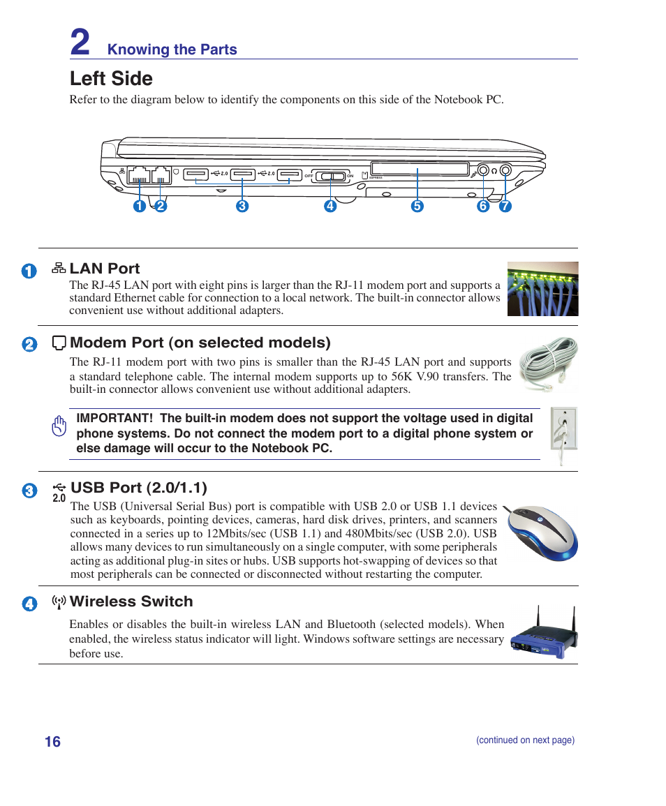 Left side | Asus F5RL User Manual | Page 16 / 71