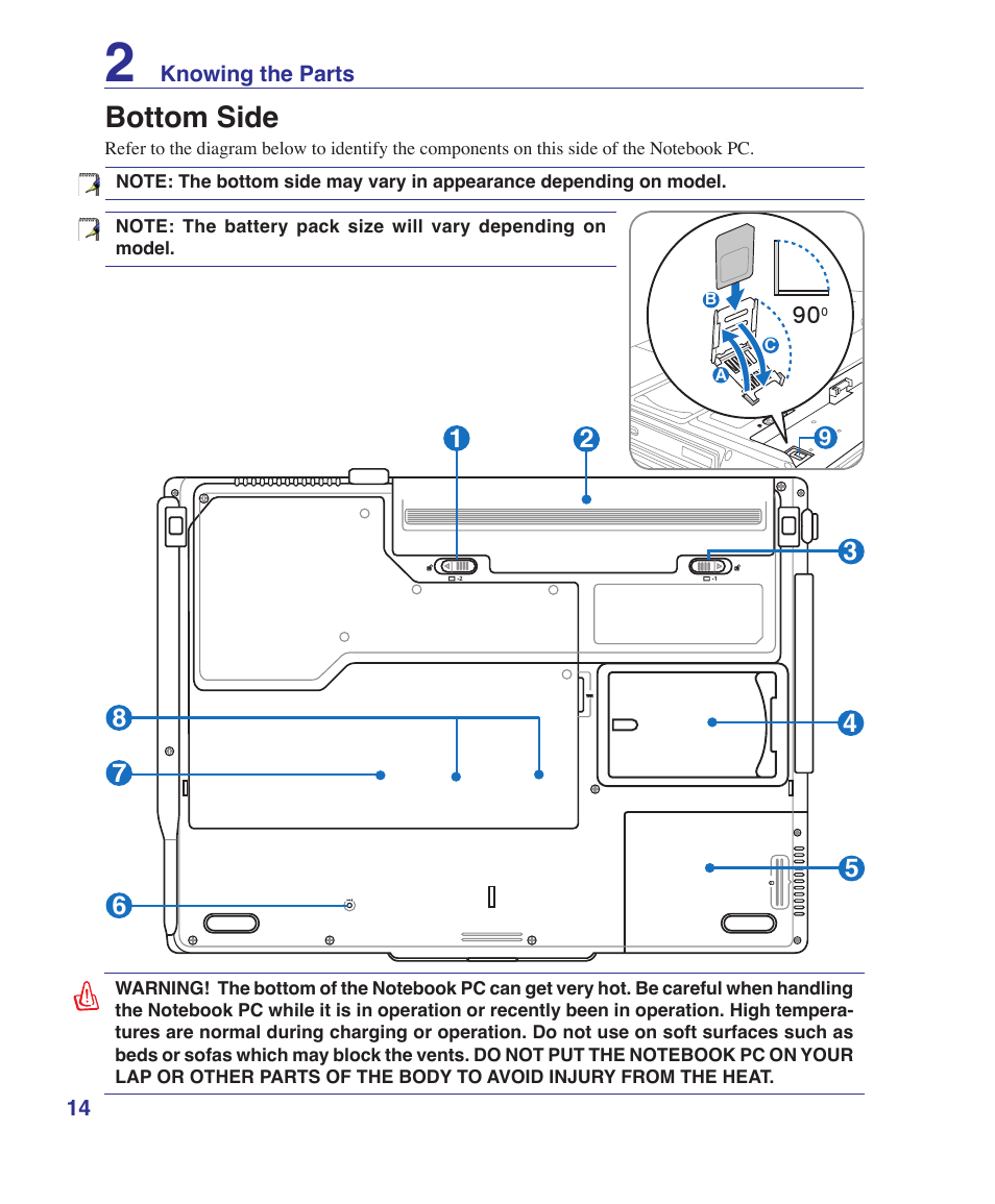 Bottom side | Asus Z53U User Manual | Page 14 / 91