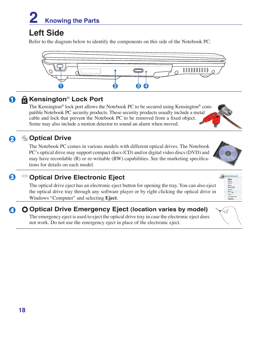 Left side | Asus Z53U User Manual | Page 18 / 91