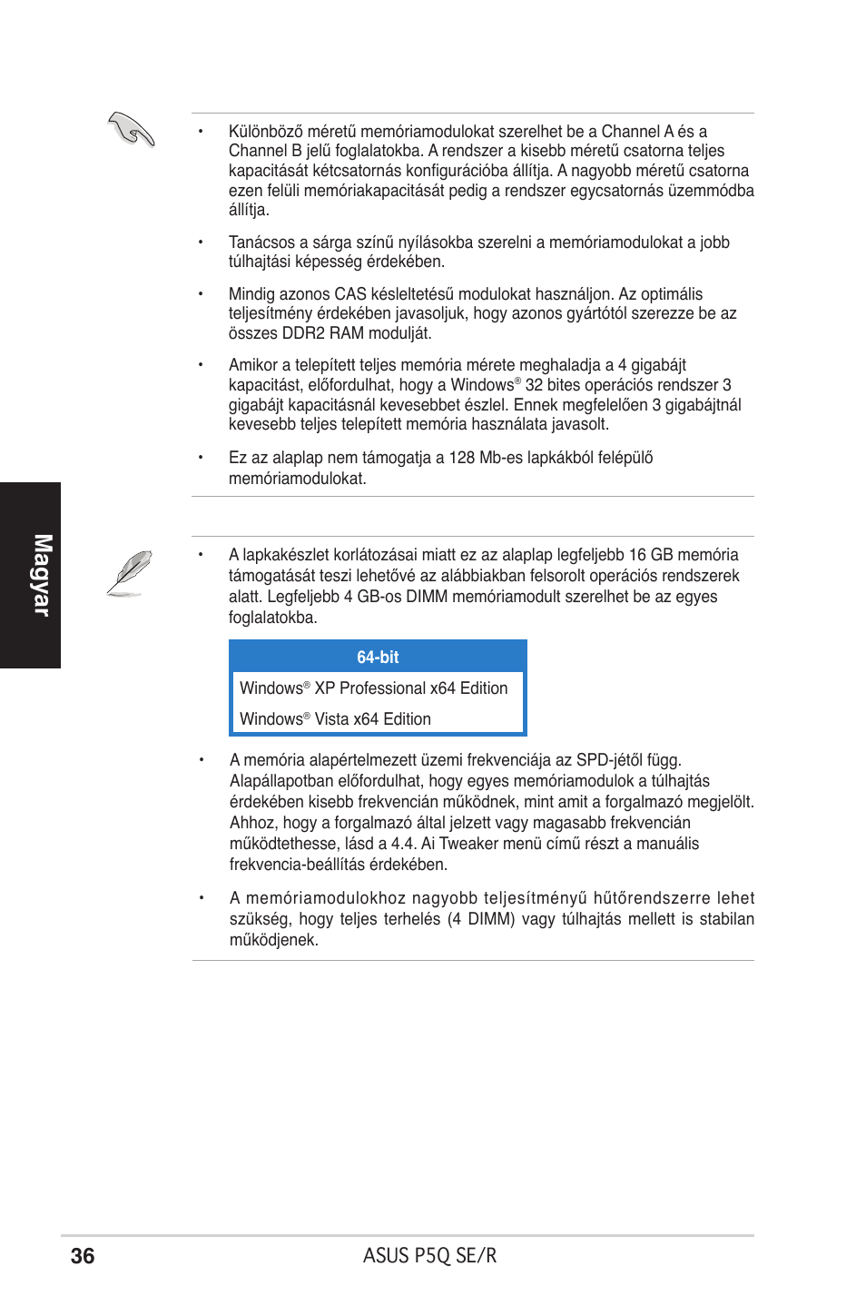 Magyar | Asus P5Q SE/R User Manual | Page 36 / 50