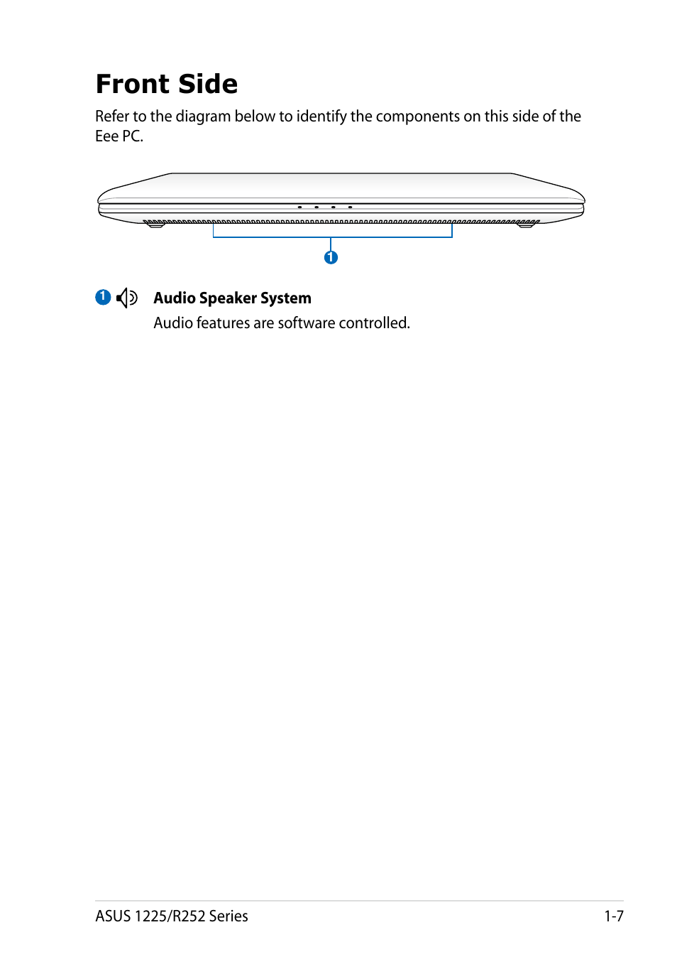 Front side | Asus Eee PC R252C User Manual | Page 15 / 62