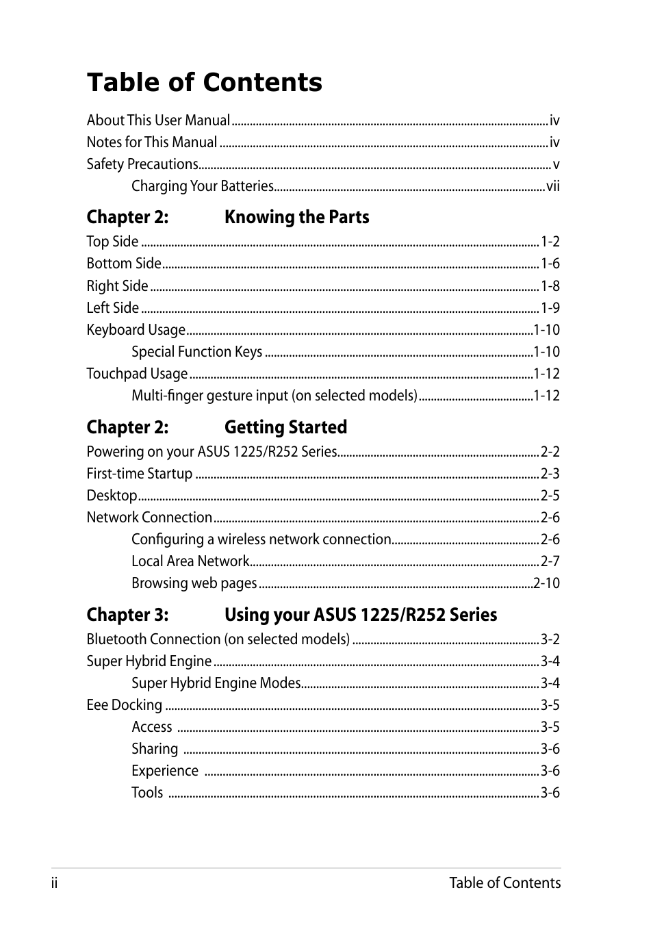 Asus Eee PC R252C User Manual | Page 2 / 62