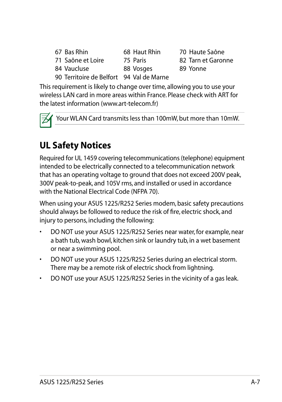 Ul safety notices | Asus Eee PC R252C User Manual | Page 55 / 62