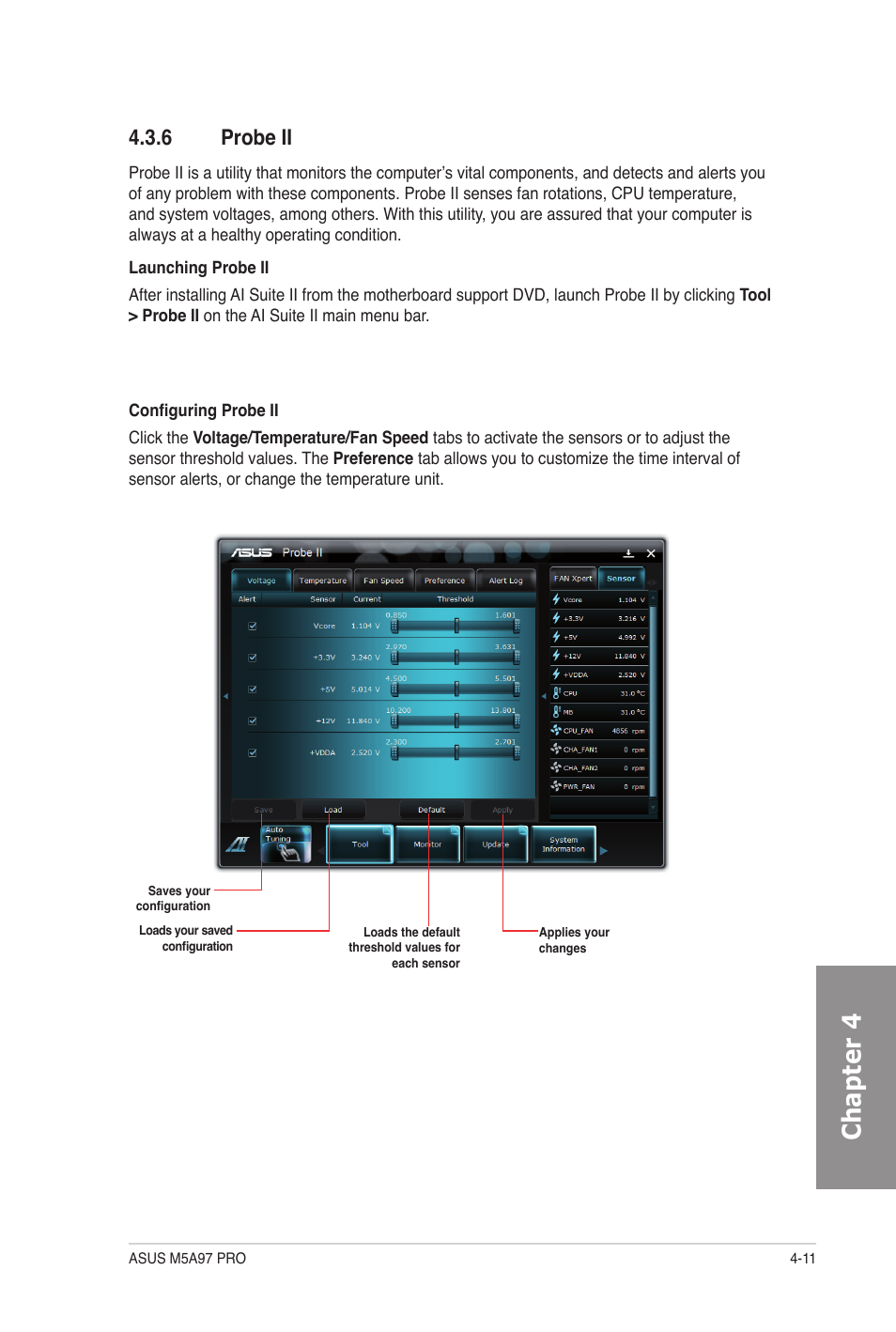 6 probe ii, Probe ii -11, Chapter 4 | Asus M5A97 PRO User Manual | Page 107 / 128