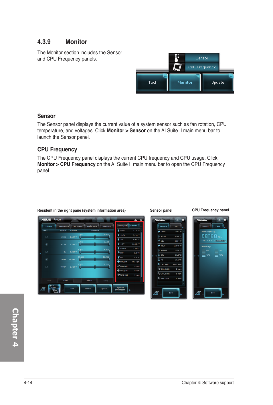 9 monitor, Monitor -14, Chapter 4 | Asus M5A97 PRO User Manual | Page 110 / 128